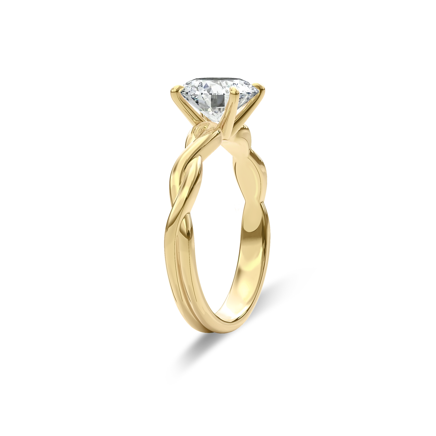 Rhea Twisted Engagement Ring Round•Yellow Gold