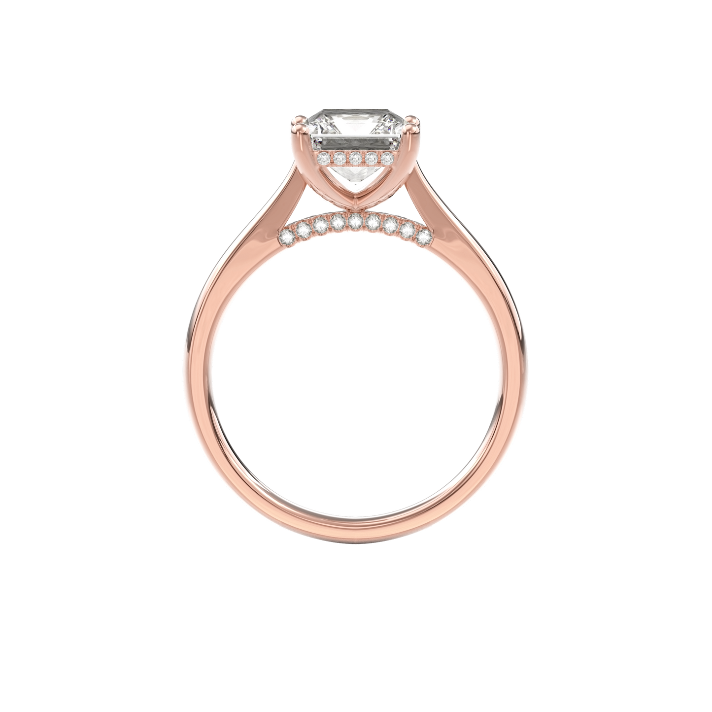 Elara Hidden Halo Salitaire Engagement Ring Radiant•Rose Gold