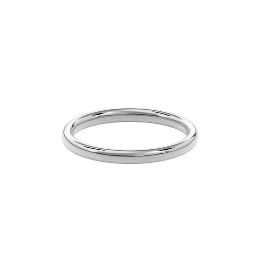 2mm Classic Round Wedding Band in White Gold