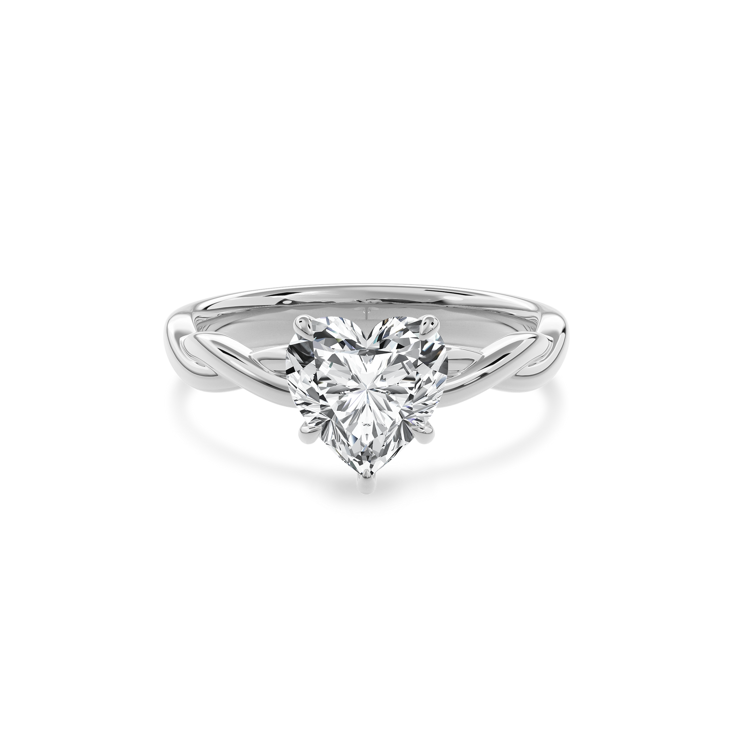 Rhea Twisted Engagement Ring Heart•White Gold