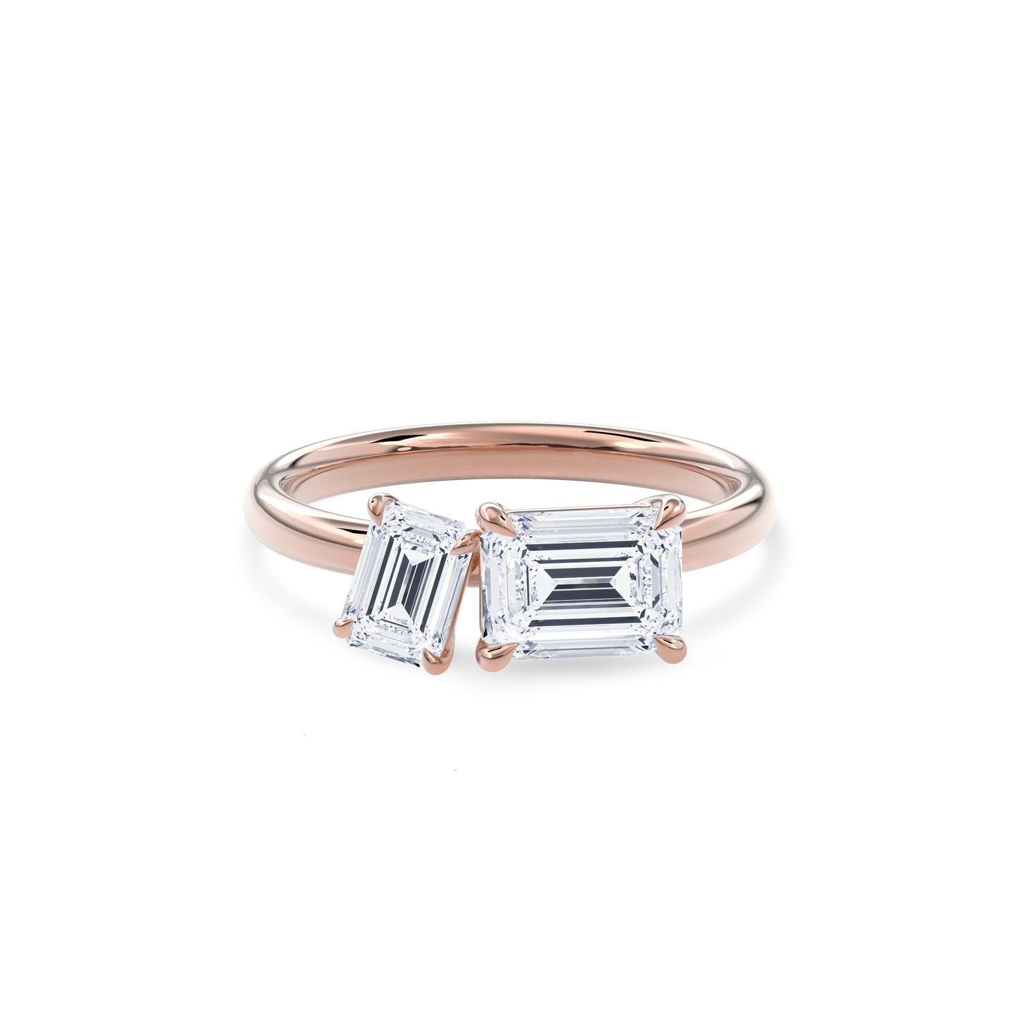 Callisto Two Stones Engagement Ring Emerald•Rose Gold