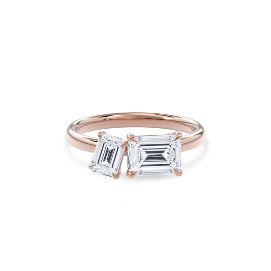 Callisto Two Stones Engagement Ring Emerald•Rose Gold