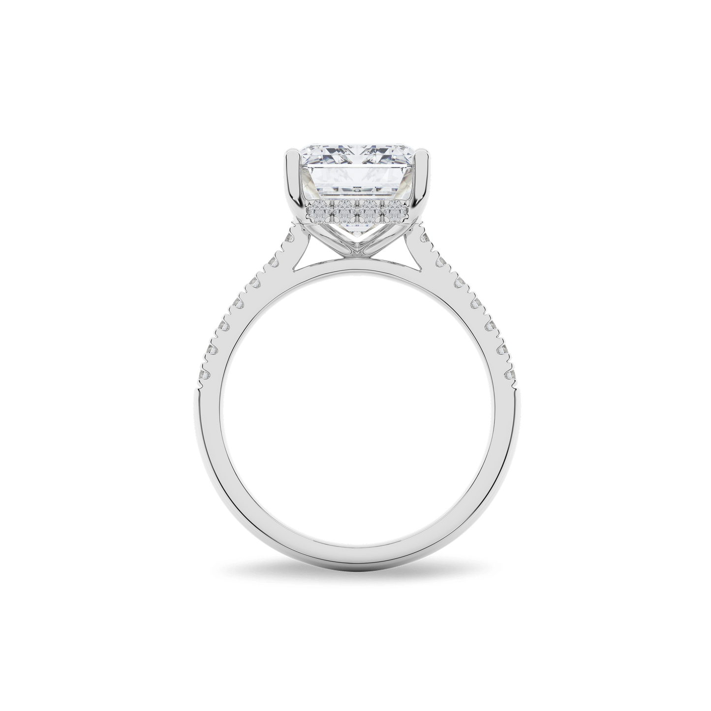 Hidden Halo II Emerald  Lab Grown Diamond Ring in 14K White Gold