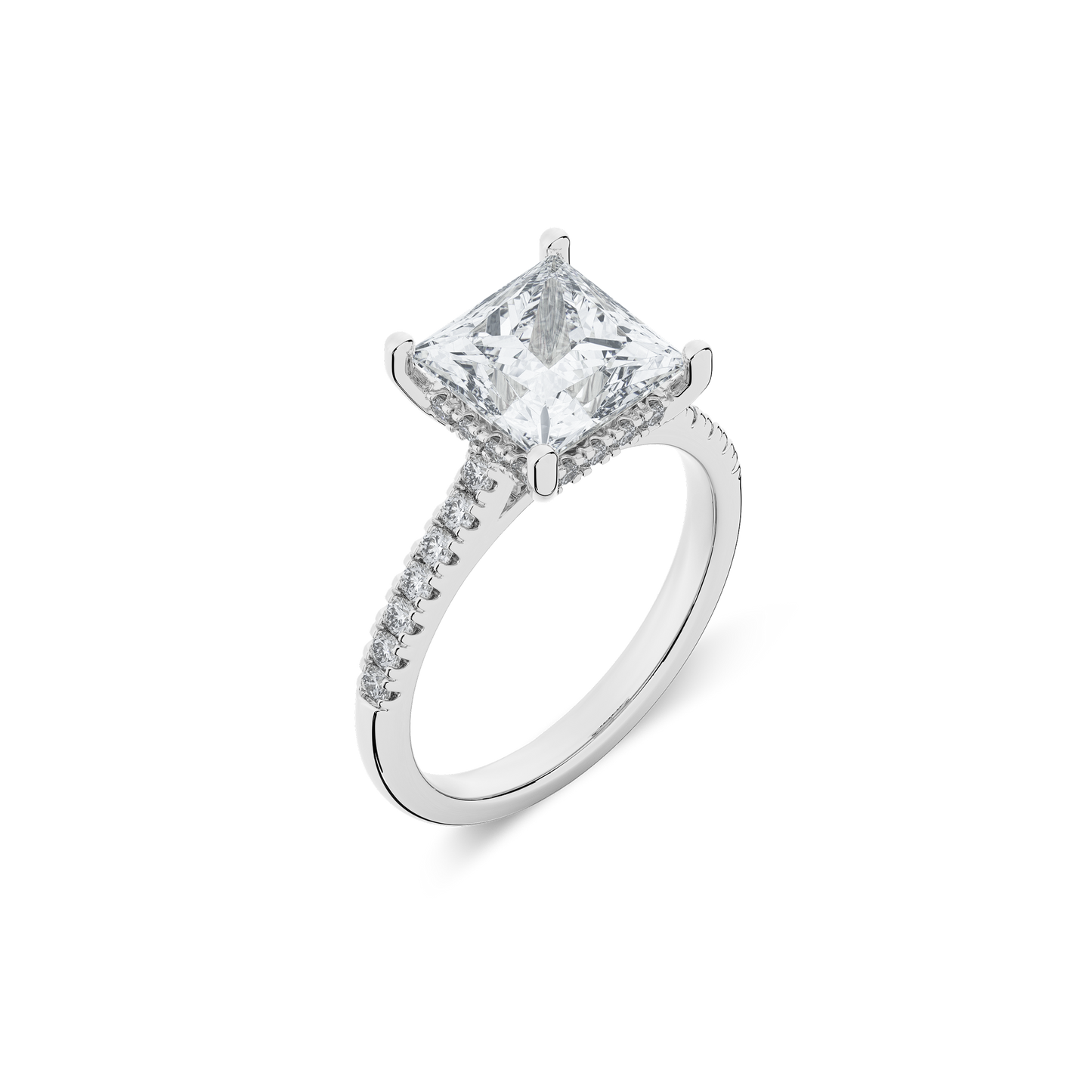 Hidden Halo II Princess Lab Grown Diamond Ring in 14K White Gold