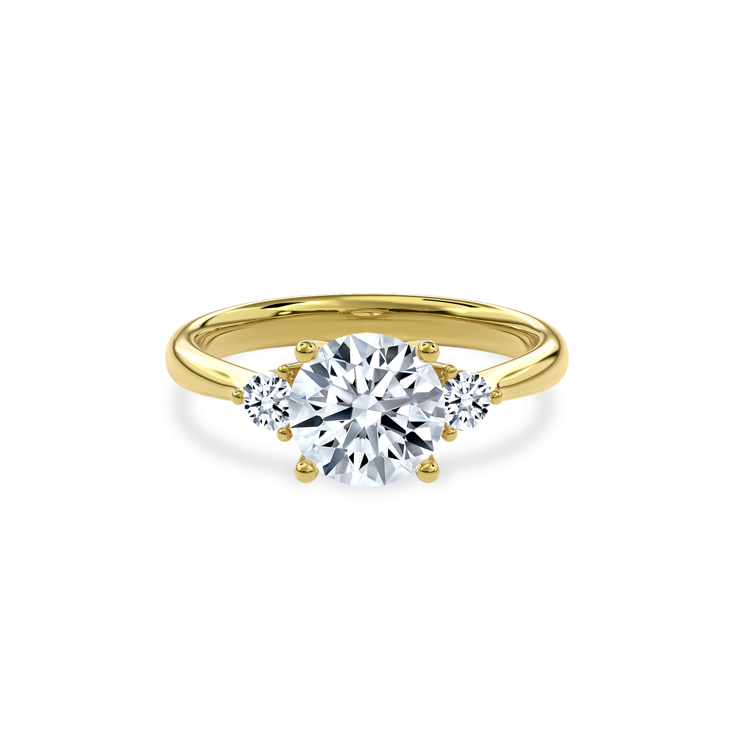 Daphnis Three Stones Engagement Ring Round•Yellow Gold