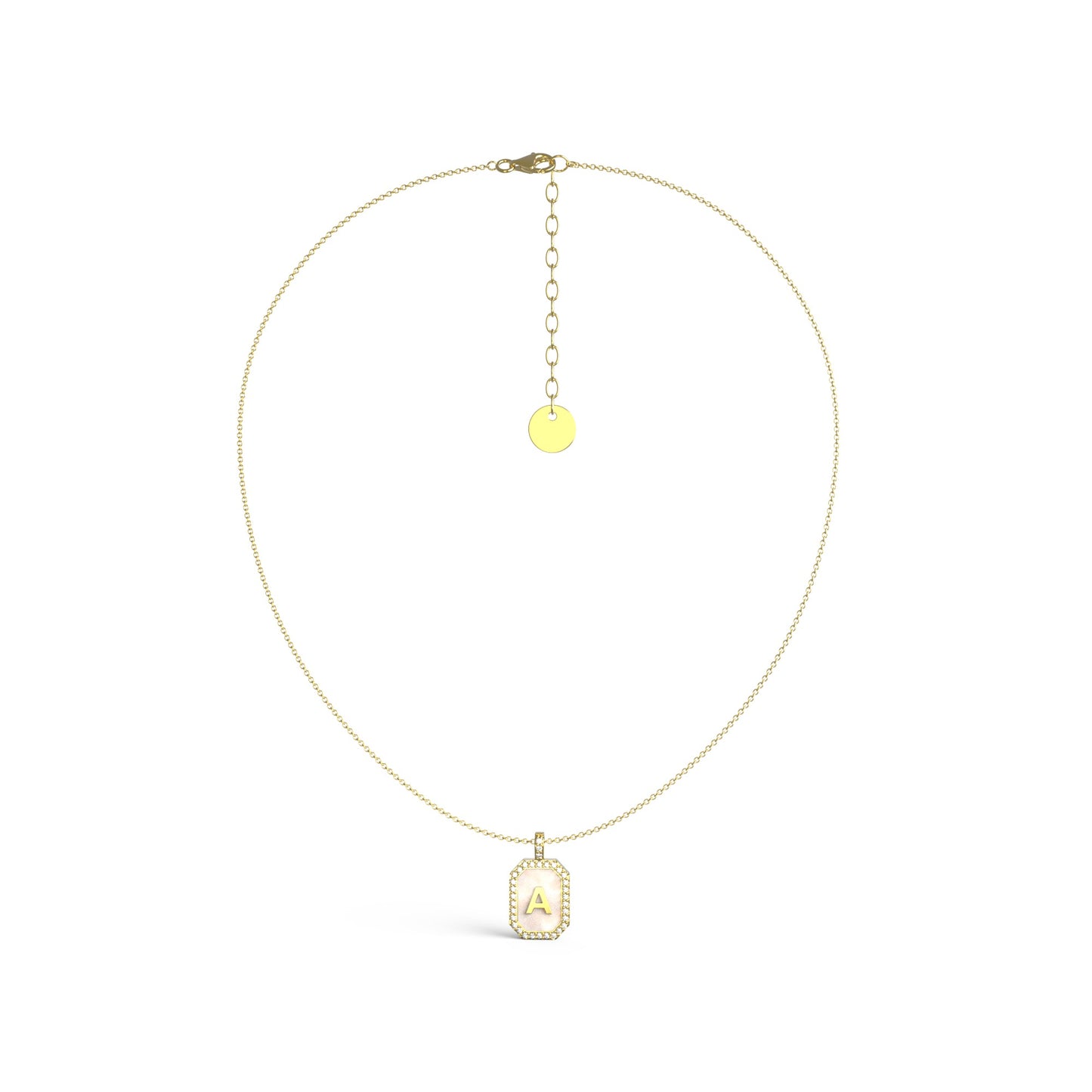 18k Gold Plated Silver Pearl Initial Zodiac & Initial Gemstone Pendant Necklace – Octagon  AW24N004G