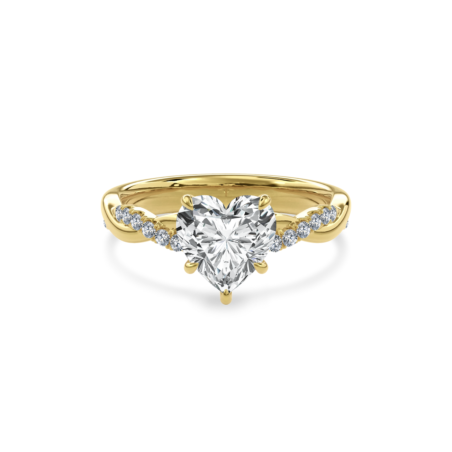 Rhea Twisted Pave Engagement Ring Heart•Yellow Gold