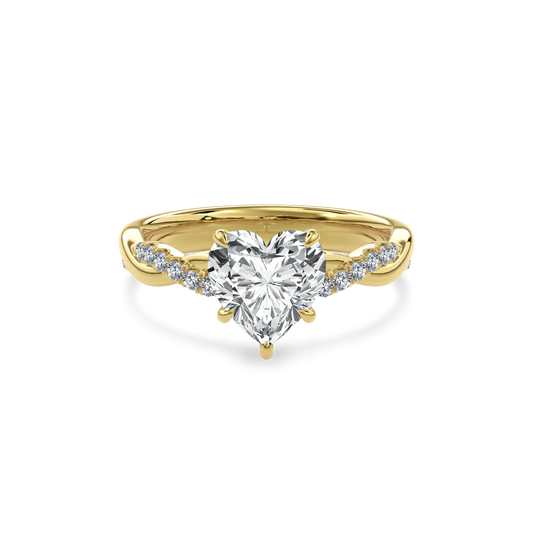 Rhea Twisted Pave Engagement Ring Heart•Yellow Gold