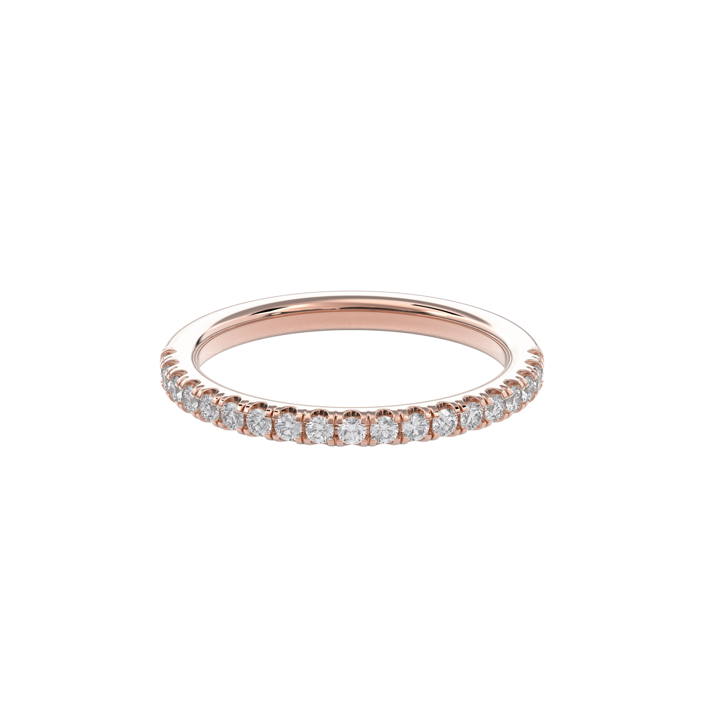 Wedding Bands Half Pave Band 1.8mm•Rose Gold