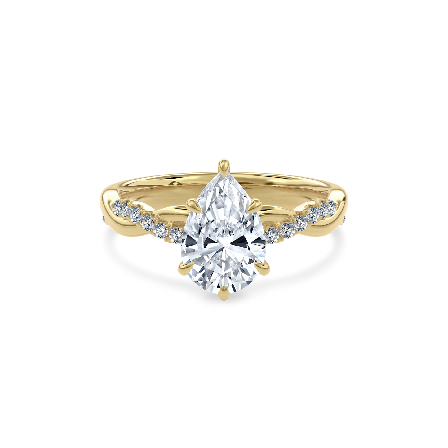 Rhea Twisted Pave Engagement Ring Pear•Yellow Gold