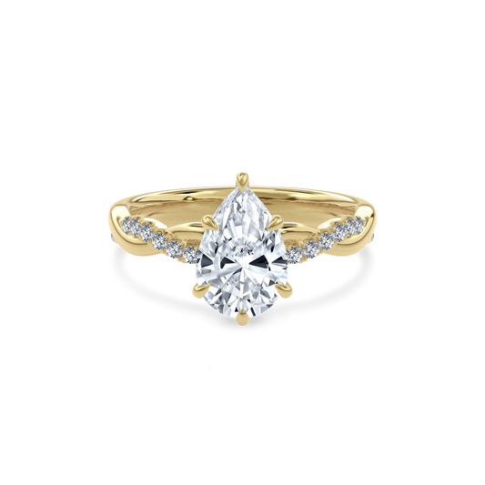 Rhea Twisted Pave Engagement Ring Pear•Yellow Gold