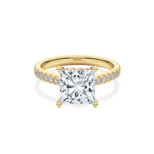 Hidden Halo II Princess Lab Grown Diamond Ring in 14K Gold