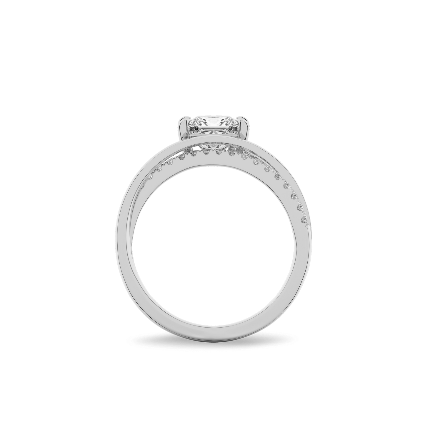 Interlace Meteor Princess Ring in 14K White Gold