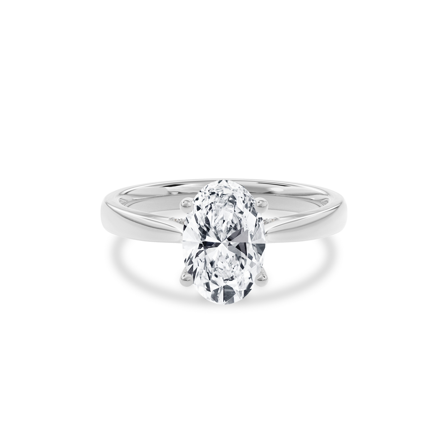 Elara Hidden Halo Salitaire Engagement Ring Oval•White Gold
