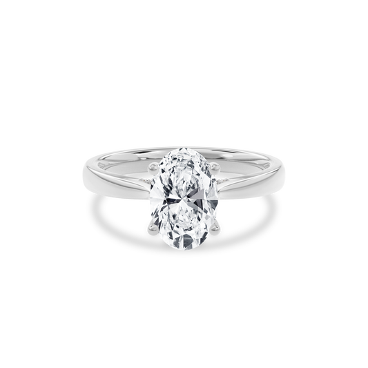 Elara Hidden Halo Salitaire Engagement Ring Oval•White Gold