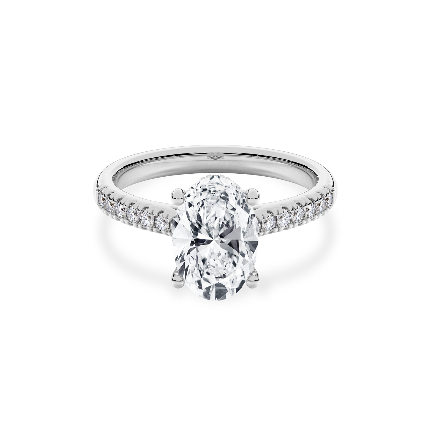 Hidden Halo II Oval Lab Grown Diamond Ring in 14K White Gold