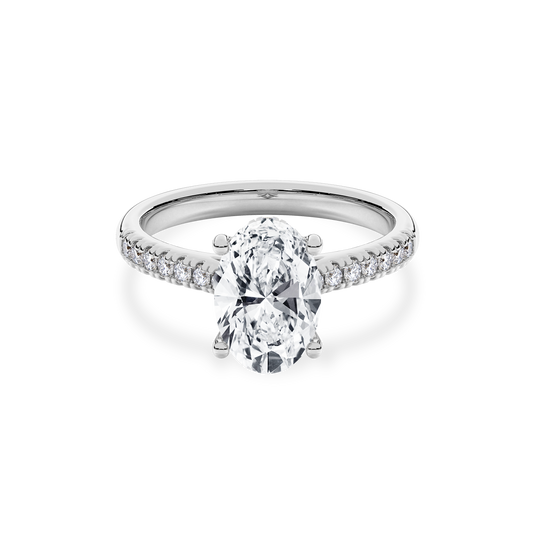 Hidden Halo II Oval Lab Grown Diamond Ring in 14K White Gold