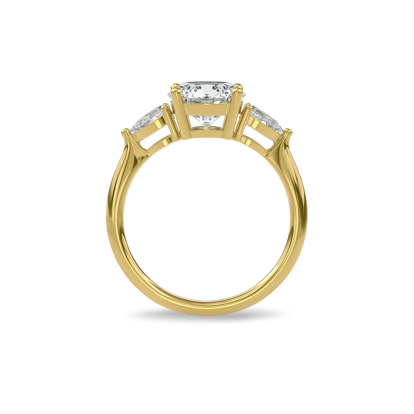Daphnis Three Stones Engagement Ring Round•Yellow Gold