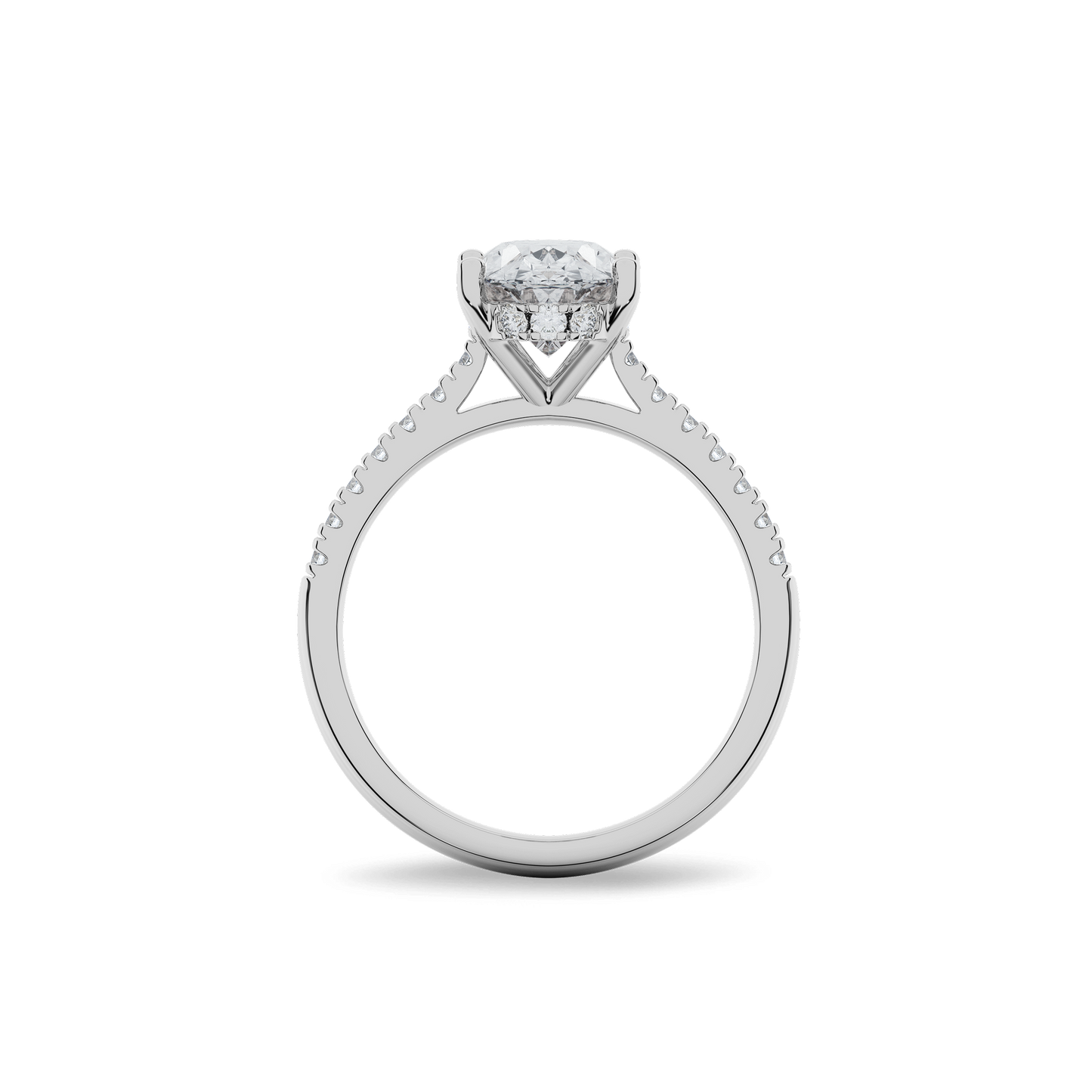 Hidden Halo II Oval Lab Grown Diamond Ring in 14K White Gold