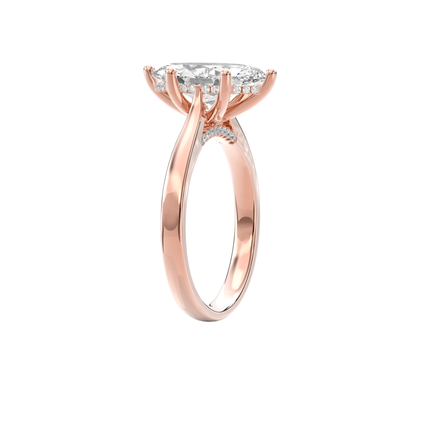 Elara Hidden Halo Salitaire Engagement Ring Marquise•Rose Gold