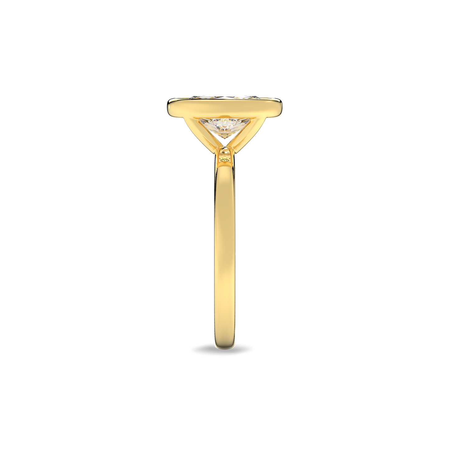 Classic Oval  Bezel Set Diamond Ring in  Yellow Gold
