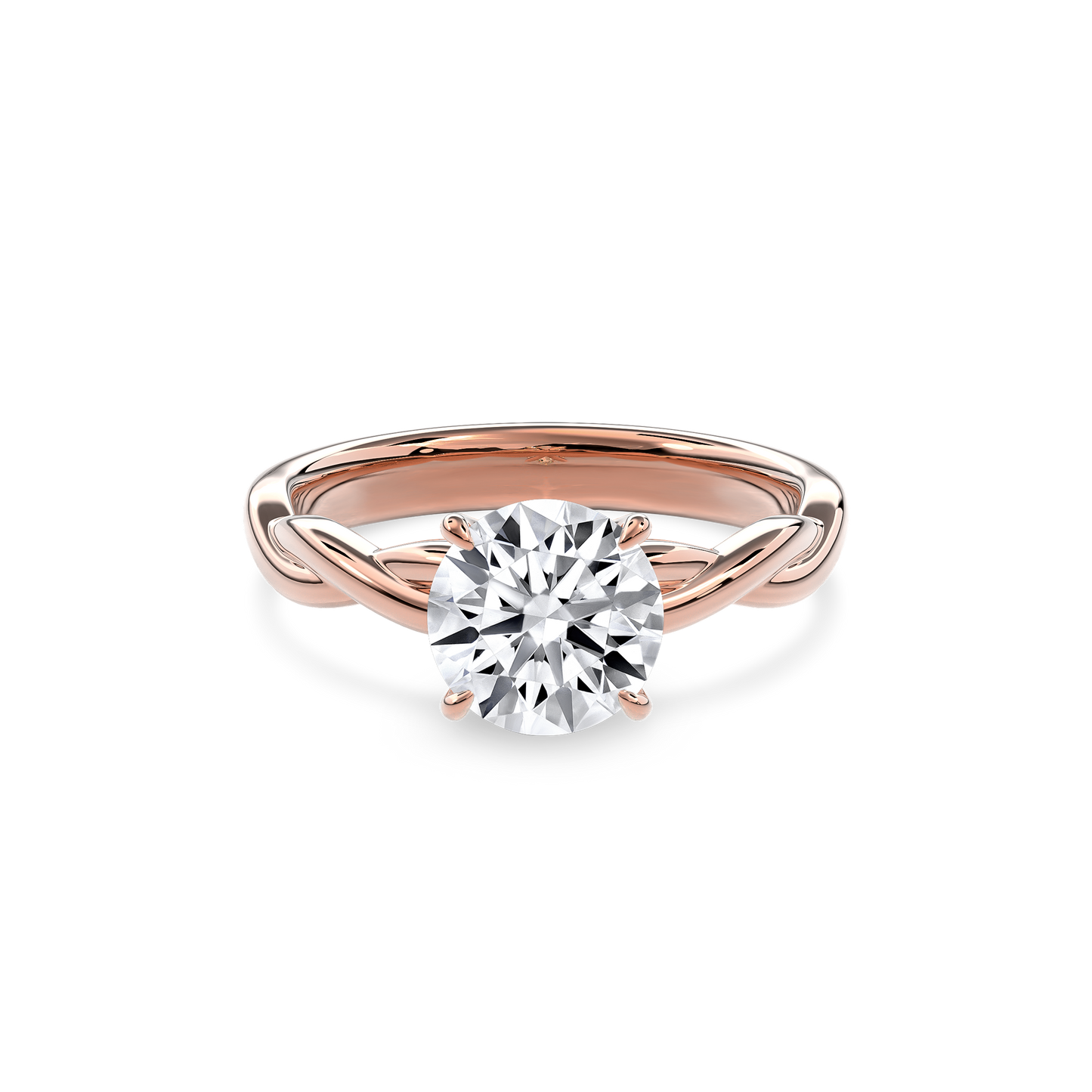Rhea Twisted Engagement Ring Round•Rose Gold