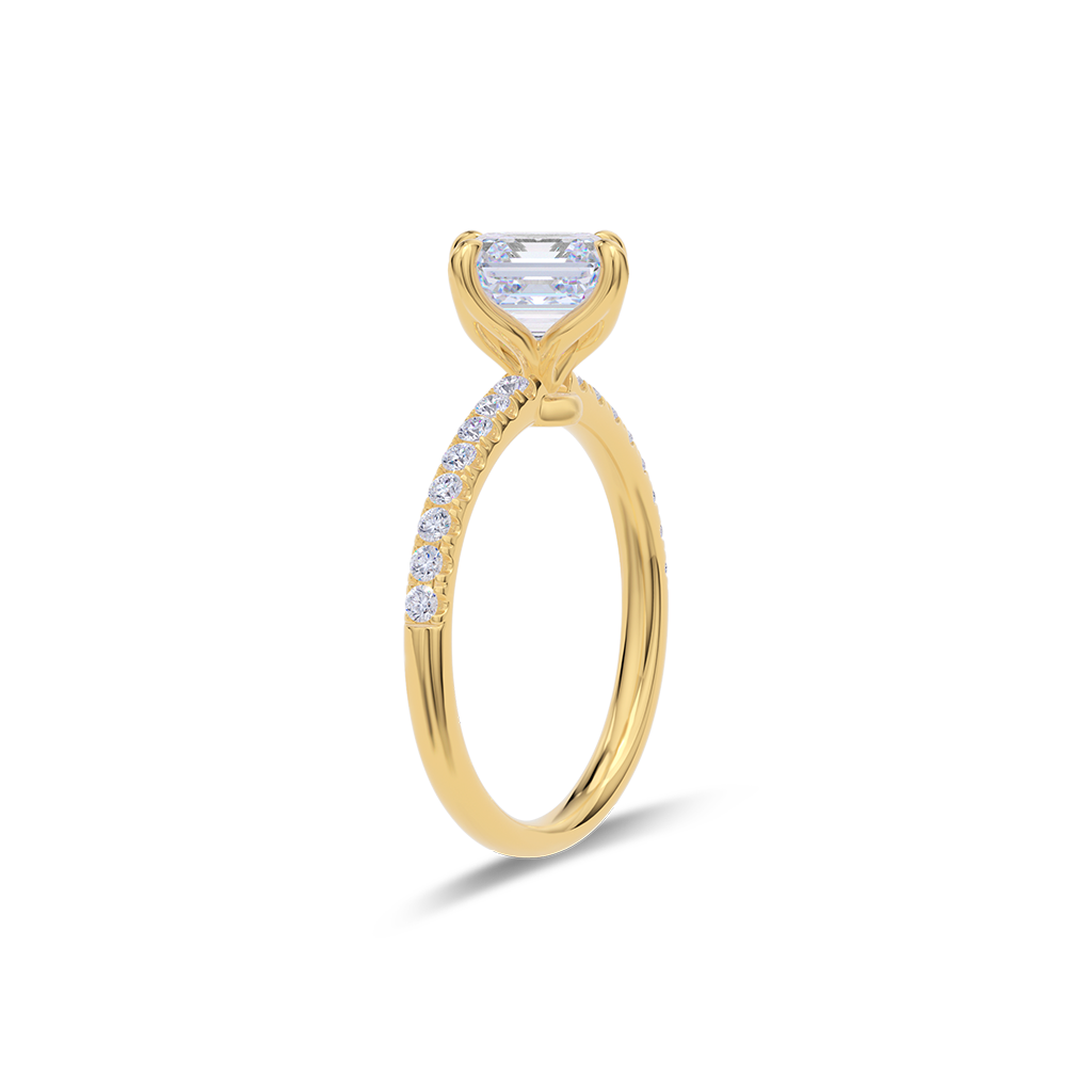 Dia Solitaire Pave Engagement Ring Radiant•Yellow Gold