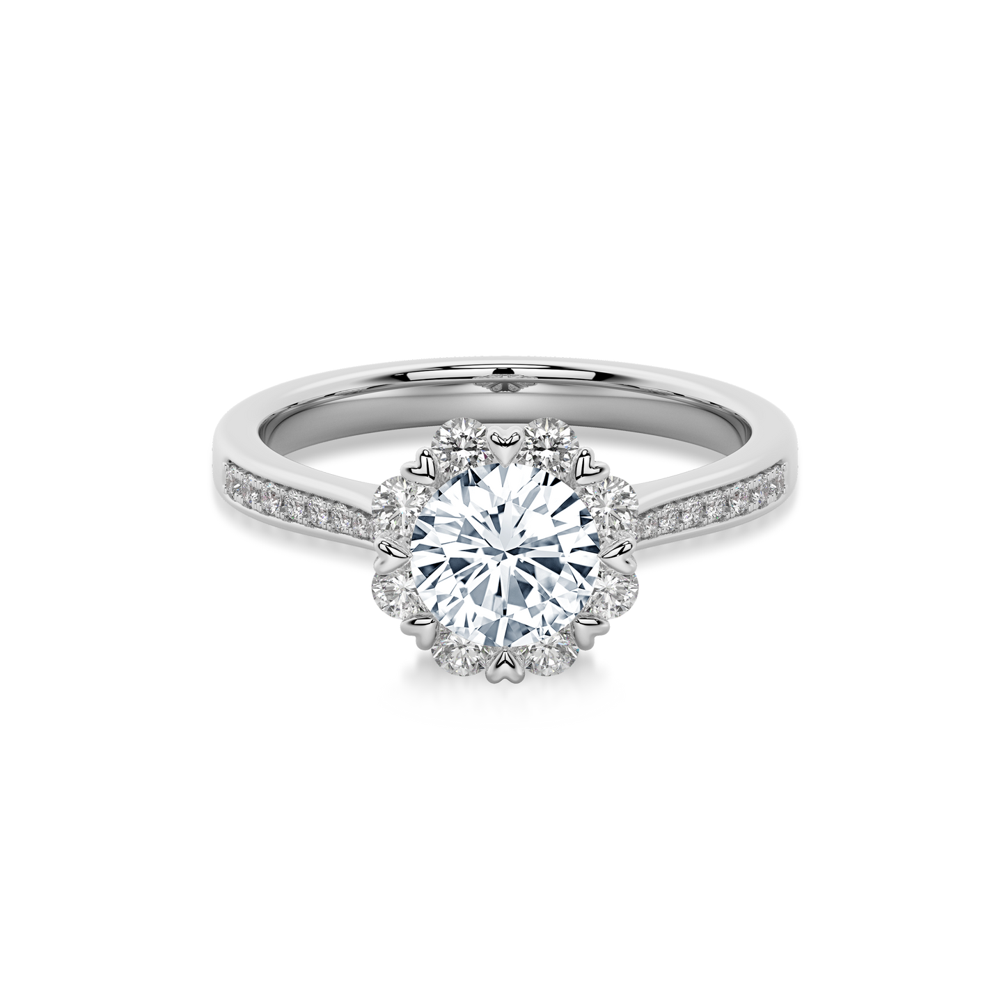 Bouquet Pave Ring Round White Gold