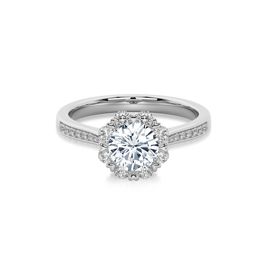 Bouquet Pave Ring Round White Gold