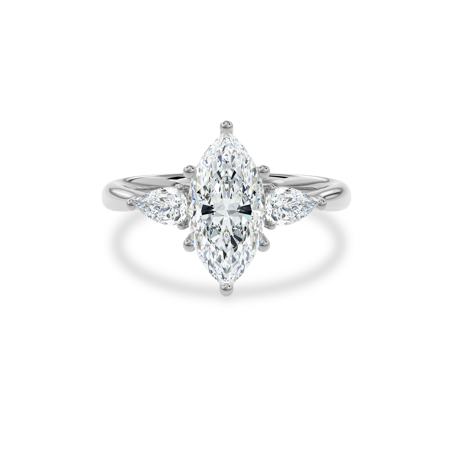 Daphnis Three Stones Engagement Ring Marquise•White Gold