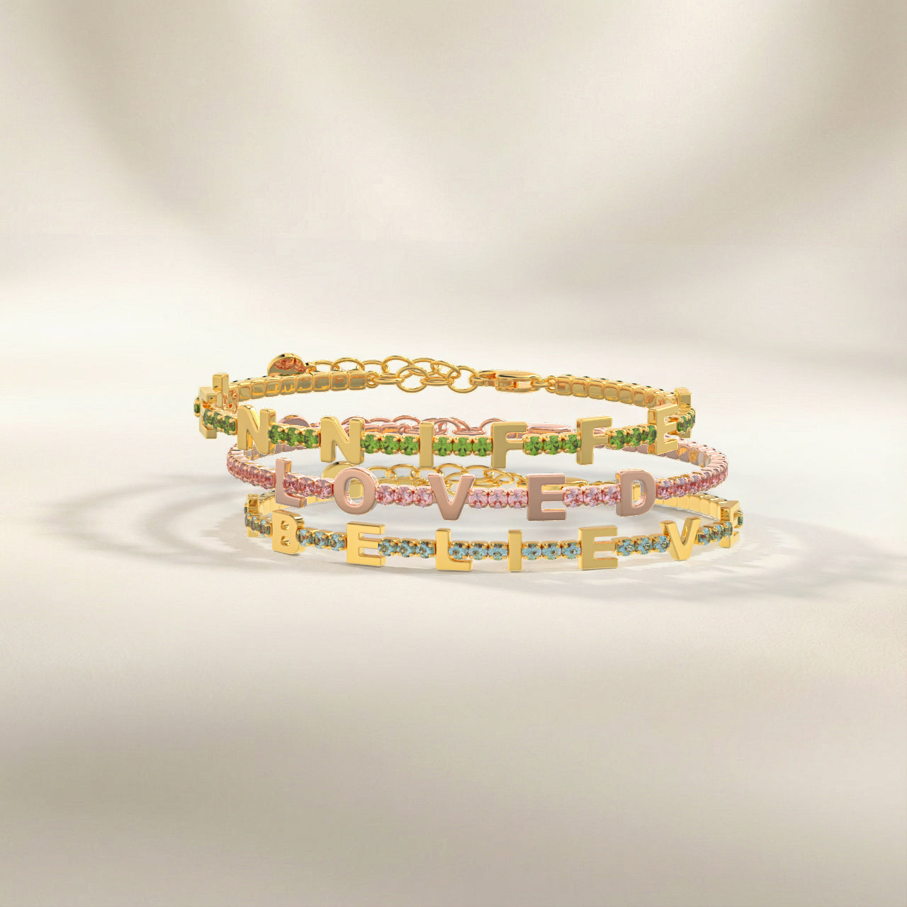 Morganite Birthstone Tennis Bracelet 18K Rose Gold SB001A