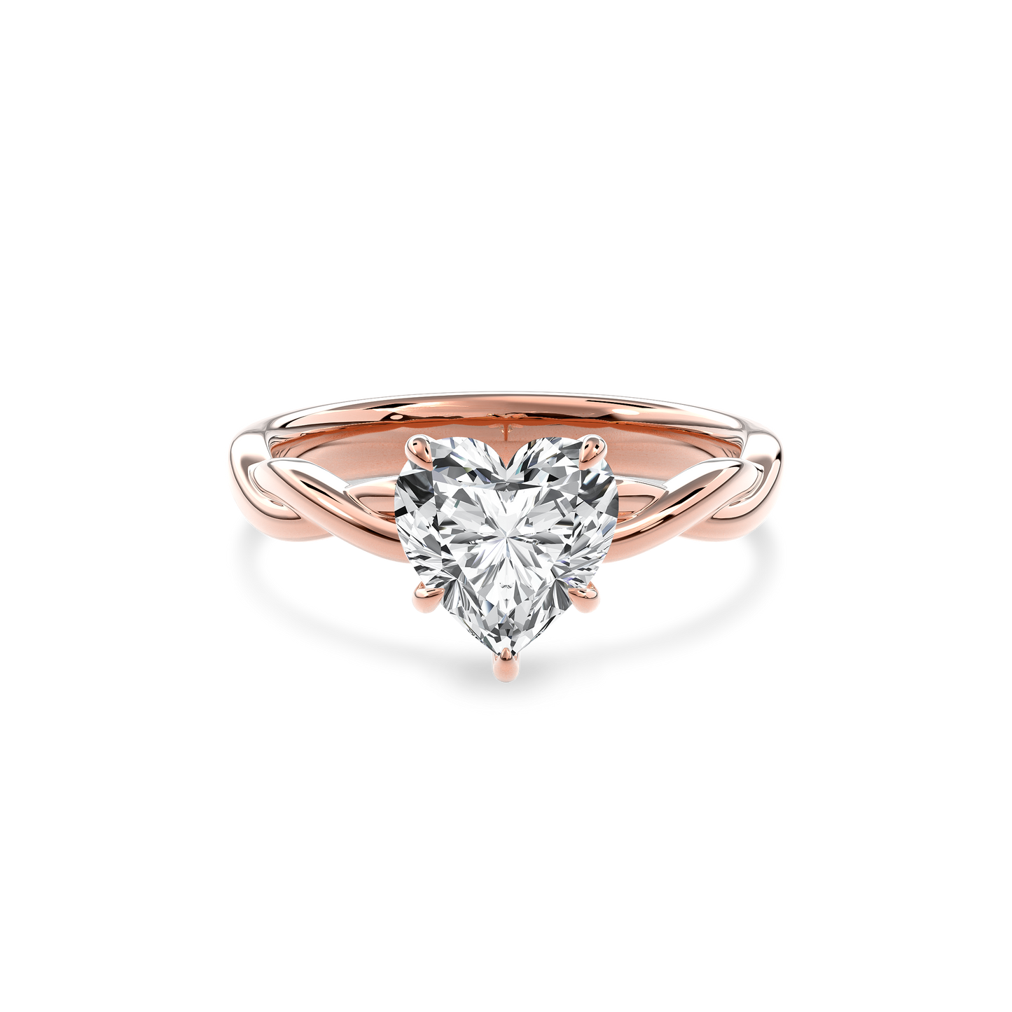 Rhea Twisted Engagement Ring Heart•Rose Gold