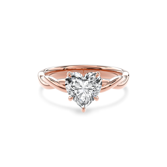 Rhea Twisted Engagement Ring Heart•Rose Gold