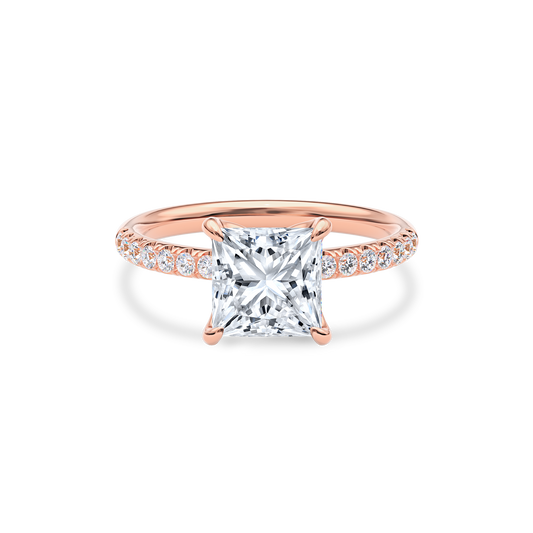 Dia Solitaire Pave Engagement Ring Princess•Rose Gold