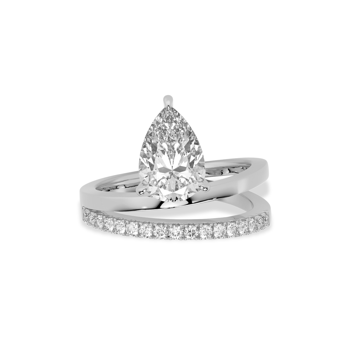 Vow Meteor Pear Ring in 14k White Gold