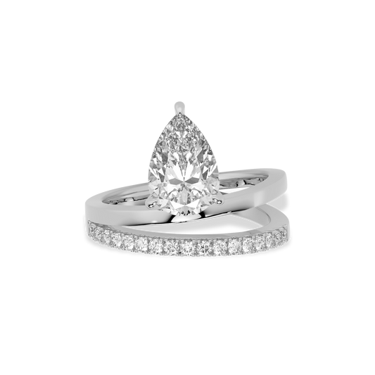 Vow Meteor Pear Ring in 14k White Gold