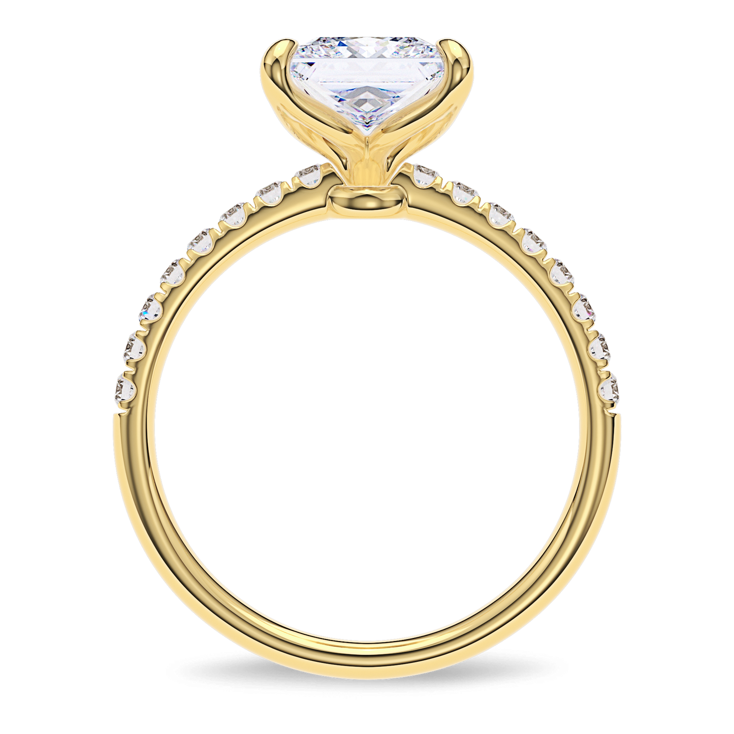 Dia Solitaire Pave Engagement Ring Princess•Yellow Gold