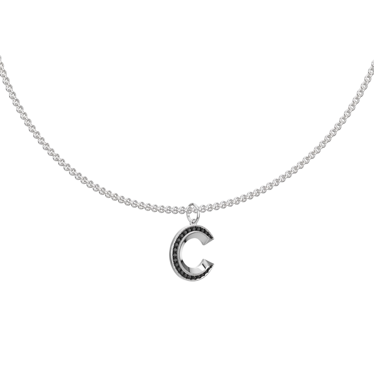 Rhodium Plated Signature Initial Necklace SN046