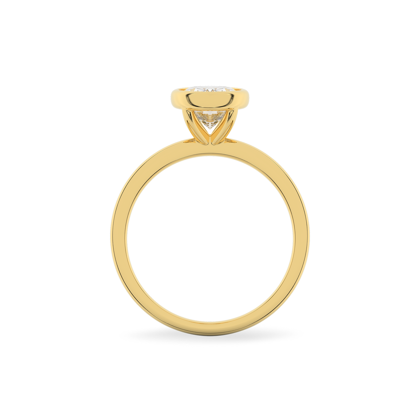 Classic Oval  Bezel Set Diamond Ring in  Yellow Gold