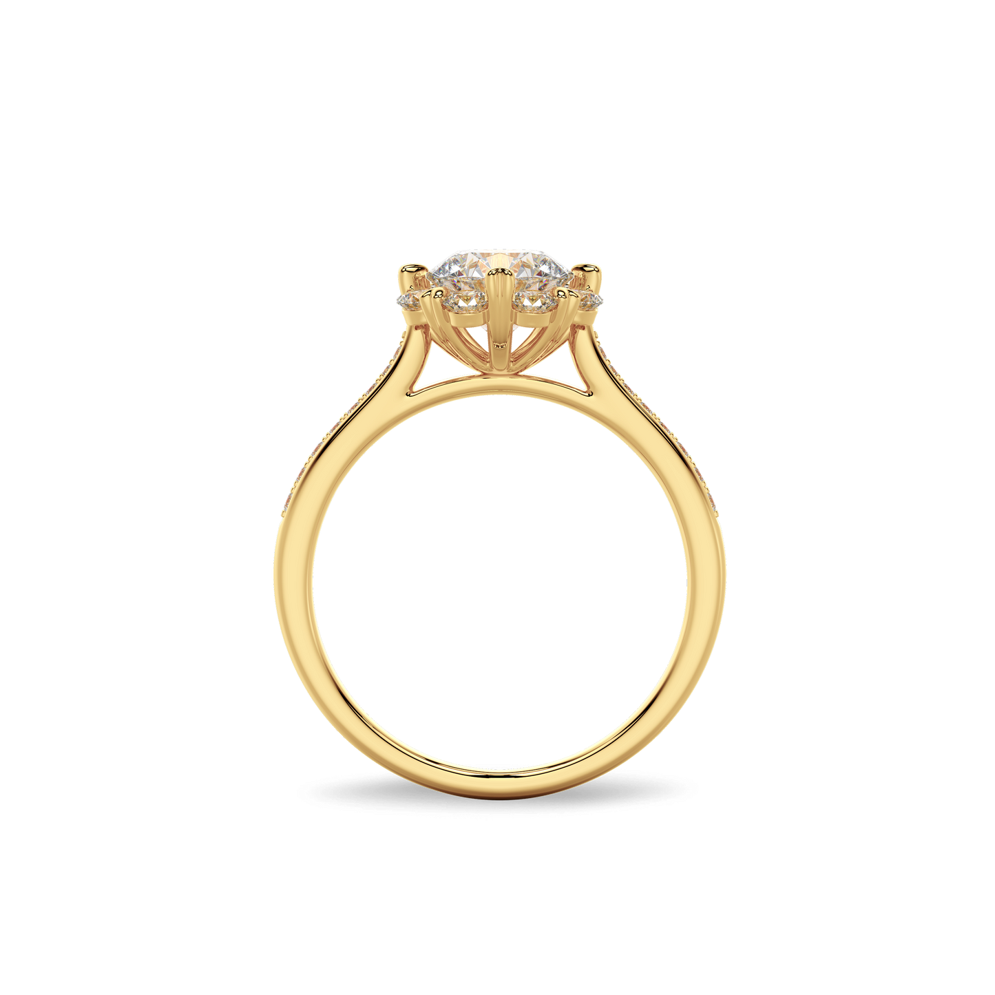 Bouquet Pave Ring Round 18K Yellow Gold