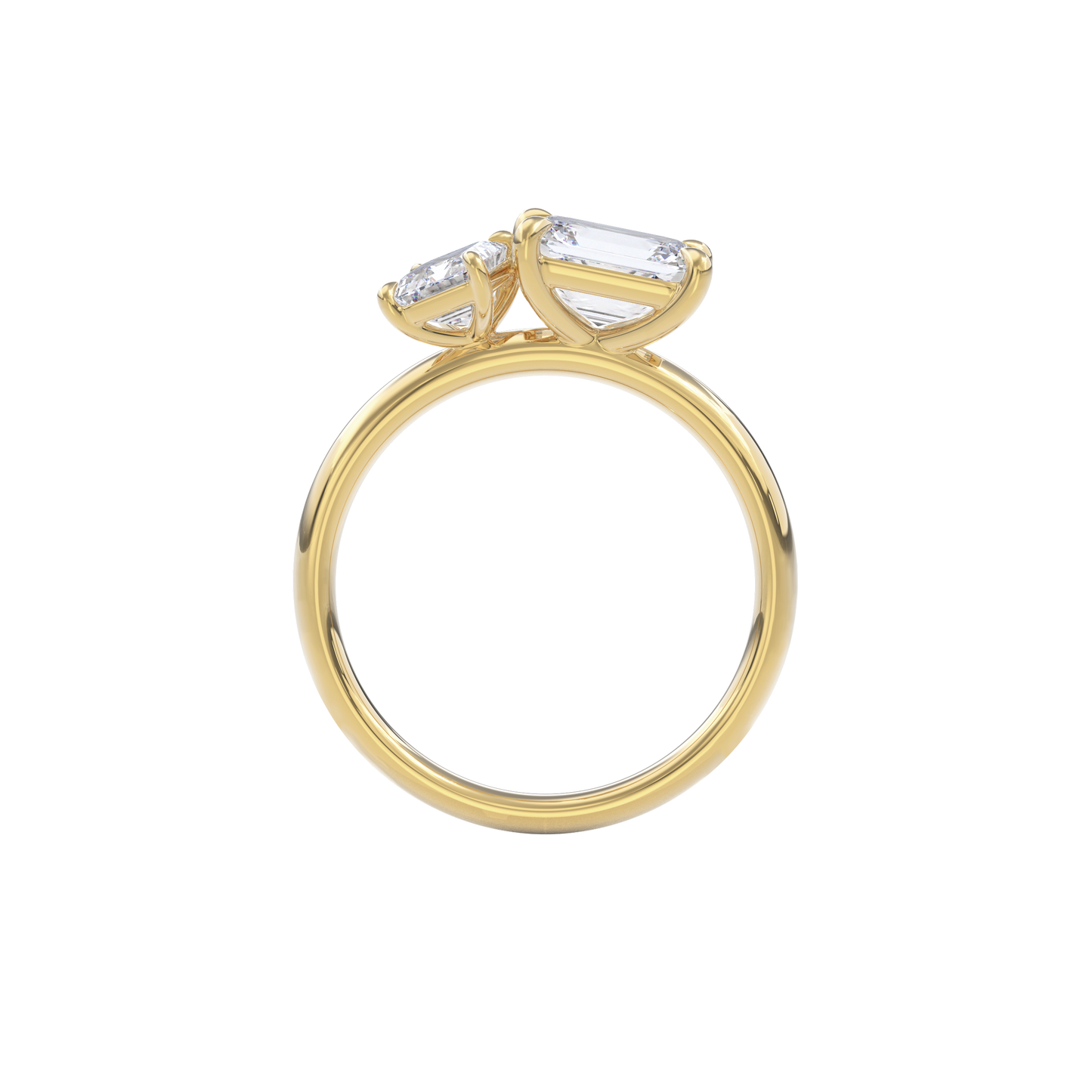 Callisto Two Stones Engagement Ring Emerald•Yellow Gold