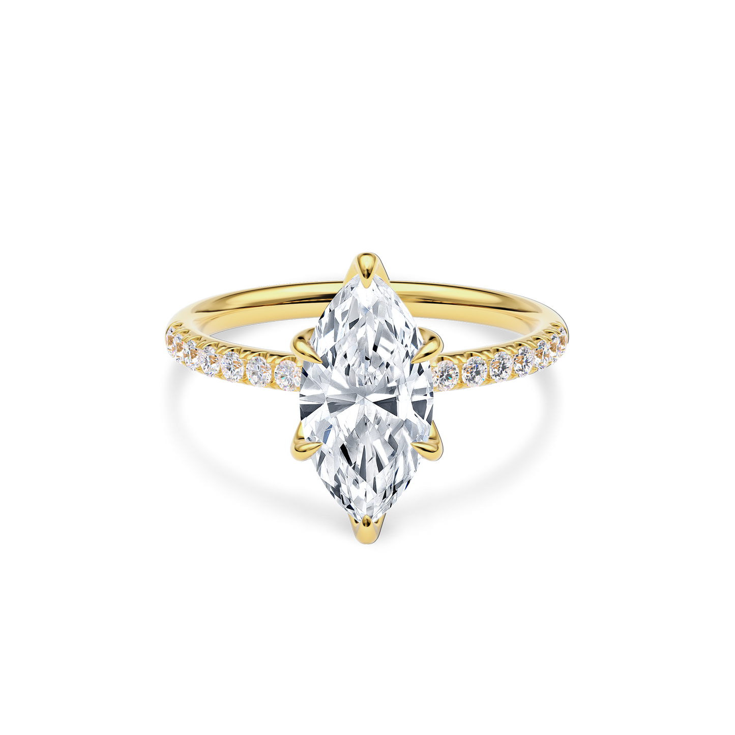 Dia Solitaire Pave Engagement Ring Marquise•Yellow Gold