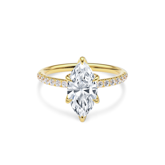 Dia Solitaire Pave Engagement Ring Marquise•Yellow Gold