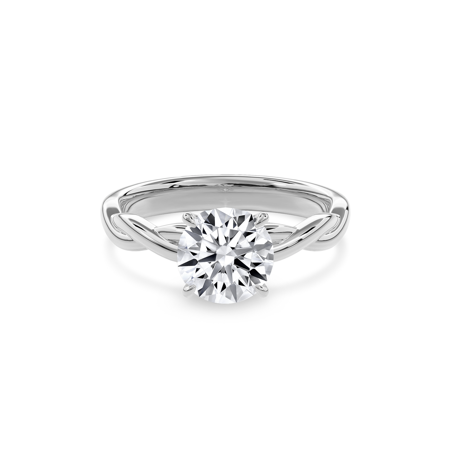 Rhea Twisted Engagement Ring Round•White Gold