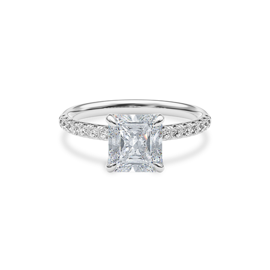 Dia Solitaire Pave Engagement Ring Radiant•White Gold