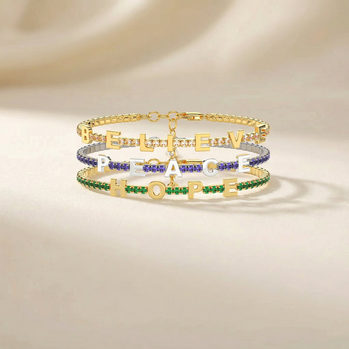 Aquamarine  Birthstone Tennis Bracelet 18K yellow Gold SB001B