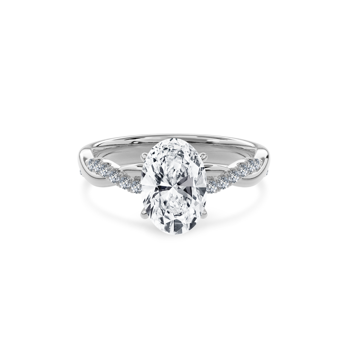 Rhea Twisted Pave Engagement Ring Oval•White Gold
