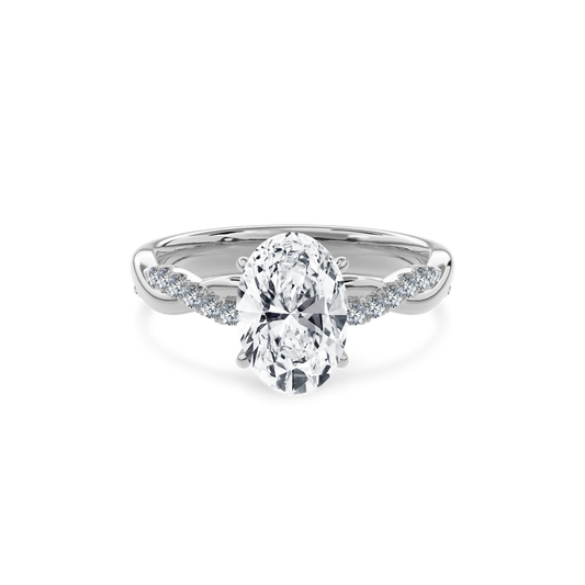 Rhea Twisted Pave Engagement Ring Oval•White Gold