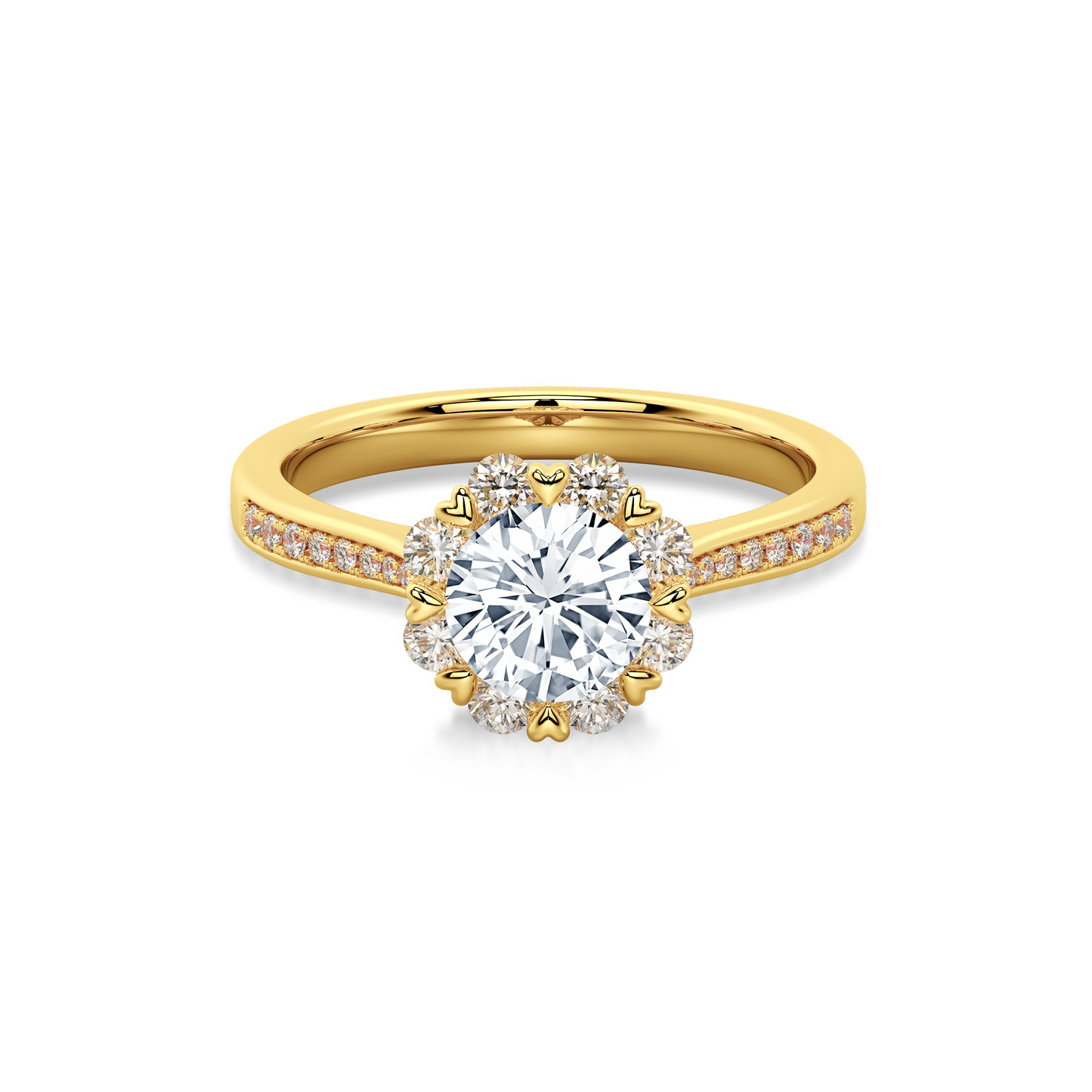 Bouquet Pave Ring Round 18K Yellow Gold