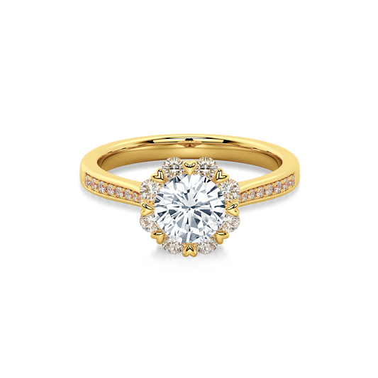 Bouquet Pave Ring Round 18K Yellow Gold